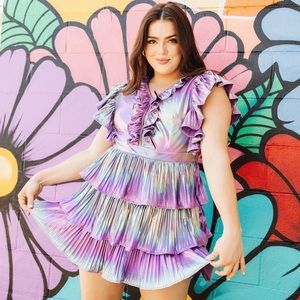 Queen of Sparkles Purple Metallic Ruffle Dress